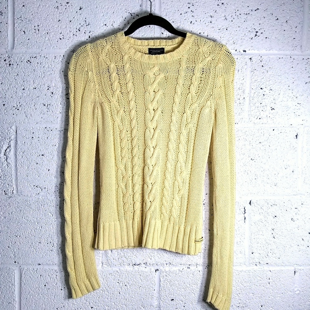 American Eagle Small Yellow Crew Neck Sweater - Picture 3 of 8